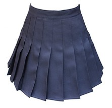 Women&#39;s High Waist Solid Pleated Mini Tennis Skirt (XL, Dark blue) - £21.33 GBP