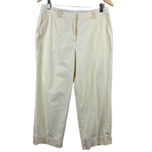 J. Jill Capri Pants Womens 10 Pale Yellow 100% Cotton Cropped Lightweight Summer - £19.51 GBP