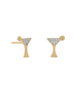 0.30Ct Created Diamonds Martini Glass Stud Party Earrings 14k Yellow Gol... - £71.77 GBP