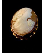 Vintage Gold Filled Shell Cameo Lady Brooch Pendant - £67.25 GBP