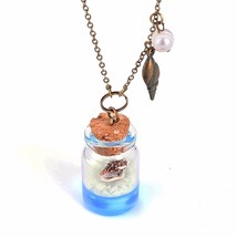Conch Glowing Beach Ocean Wish Bottle Handmade Crystal Glass Sea Snail Necklace - £11.98 GBP