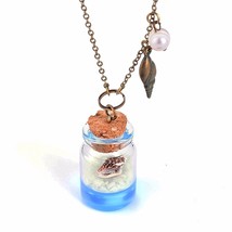 Conch Glowing Beach Ocean Wish Bottle Handmade Crystal Glass Sea Snail N... - $14.99