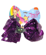 Jojo Siwa Bow Halloween Hair Clip Purple Sequin Black Cat Light Up LED R... - $227.30 MXN