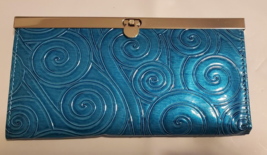 I Squared Tab Lock Long Wallet Blue Swirl Rectangle CC Holder New - £10.78 GBP