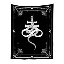 Anyhouz Tapestry Black Snake 150X150 cm Tarot Card Psychedelic Scene Art Hippie  - £29.49 GBP