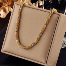 DIEYURO 316L Stainless Steel Gold Silver Color Chain Necklace Bracelet For Women - £18.79 GBP