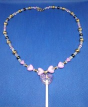 Purple Heart and Lollipop Themed Necklace - £4.37 GBP