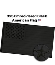 3ft x 5ft Embroidered Black &quot;No Quarter Given&quot; American Flag  - US Stock! - £11.97 GBP