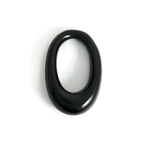Vintage 1960&#39;s Mod Black Acrylic Oval Necklace Pendant, 5.87 Grams - £74.72 GBP
