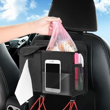 All-in-One Car Trash Hanging Car Garbage Can with Storage Pockets &amp; Wipes Holder - £11.66 GBP