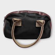LANCEL vintage black fabric barrel baguette bag with leather trim mini b... - $49.00