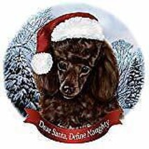 Holiday Pet Gifts Chocolate Poodle Santa Hat Dog Porcelain Ornament - £25.56 GBP
