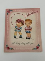 Vintage 1940s Love Knot String You Along Valentines Day Card Boy - $5.45