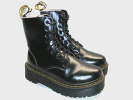 Dr Martens Boots Platform Side Zip Leather Black Chunky Women’s US Size 8 EUR 39 - £49.01 GBP