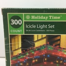 Holiday Time 300 Christmas 18 Ft Multicolor Bulbs White Wire Icicle Ligh... - $39.99
