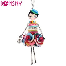 Bonsny Shell Crystal Doll Necklace Dress Handmade French Doll Pendant 20... - £14.11 GBP