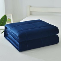 Navy Blue Gravity Weighted Blanket Reduce Anxiety Stress Autism King 25 Lbs - £50.37 GBP