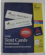 Avery Large Embossed White Tent Cards 3-1/2&quot; x 11&quot; Used Box of 43 #5309 - $12.22 CAD