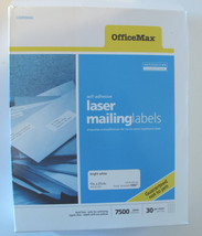 OfficeMax Laser Mailing Labels White 1&quot; x 2 5/8&quot; Self Adhesive, Used 411... - £37.88 GBP