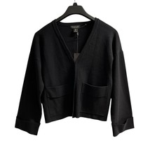 Rachel Zoe Sweater Blazer S Black Open Front Crop Stretch Capsule Minima... - $31.62