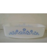 Vintage Federal Glass Baking Loaf pan dish blue cornflower design USA - $128.88 MXN