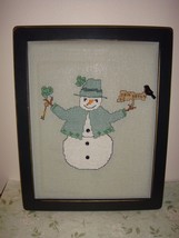 Framed Leprechaun Thimb~Elena March Snowman Handmade Cross Stitch Project - £24.63 GBP