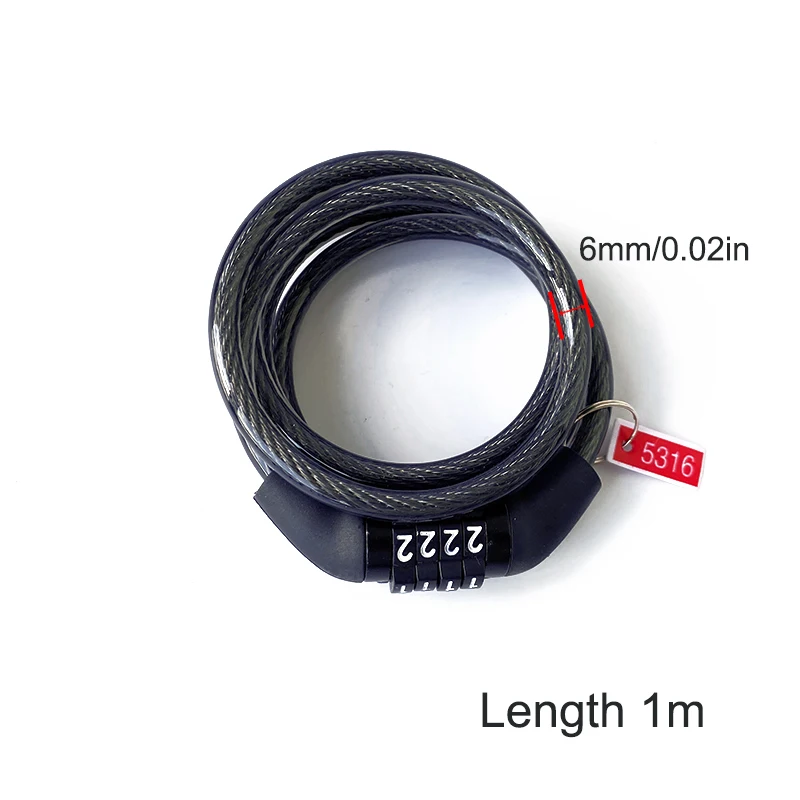 1M Code Pword Bicycle Lock 4 Digit Code Anti-Theft Spiral Steel Cable Bike Lock  - £27.81 GBP