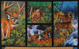 23.25&quot; X 44&quot; Panel North American Wildlife Deer Cotton Fabric Panel D478.42 - £7.12 GBP