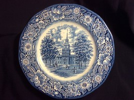 Liberty Blue Staffordshire Colonial Scenes Independence Hall dinner plat... - £15.70 GBP