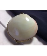 White Clam Sea shell Brass Hinged Snuff Pill coin Jewely Trinket Box nat... - £18.57 GBP