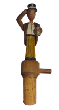 ANRI Mechanical Standing Groom Twist Dial Bottle Stopper Wood Hand Carved Puppet - £248.87 GBP