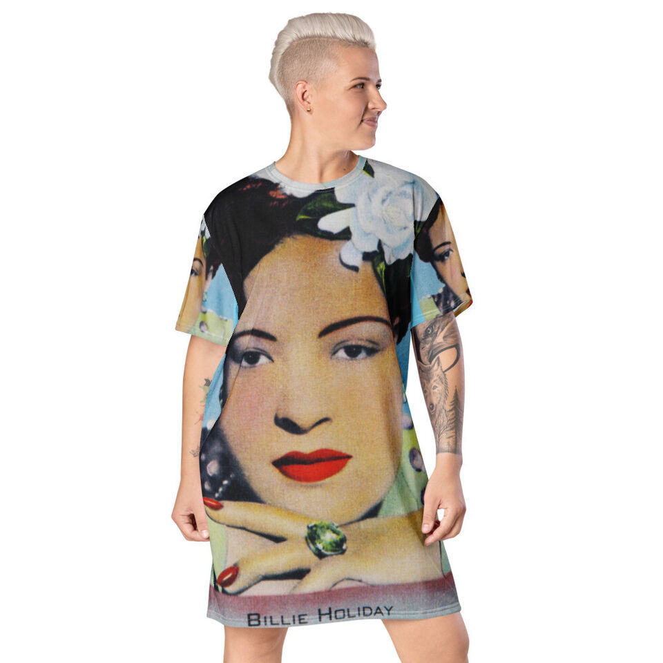Billie Holiday 1940s Onyx Club Postcard NYC Custom T-Shirt Dress
