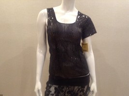 Tracy Reese Plenty Sequins Top Size P S Black Sheer Asymmetrical  - £19.55 GBP