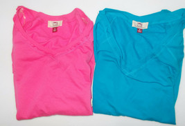 L.E.I. Womens Junior Size Shirts 3/4 Sleeves Pink or Blue Size Small 3-5... - £8.27 GBP