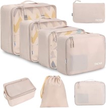 BAGAIL 8 Set Packing Cubes Luggage Packing Organizers for Travel Accessories-Cre - £41.84 GBP