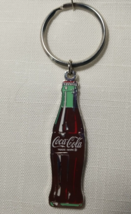 Vintage 2011 Coca-Cola Glass Bottle Enamel Key Chain Ring Keychain - £7.44 GBP