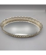 Vintage Mirror Tray Oval Gold Tone Filigree Ornate Trinket Vanity Perfume - $33.28 CAD