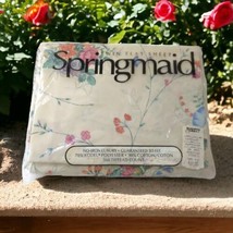 Springmaid Floral Twin Flat Sheet Vintage 80s Heritage Stencil USA Cotton Blend  - £18.11 GBP