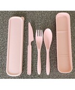 Farielyn ~ Wheat Straw Fiber ~ 3 Pc. Cutlery Set w/Storage Box ~ PINK SP... - €17,12 EUR