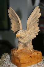 Soviet USSR Russian Vintage Wooden Statue Figurine Eagle 8&quot; Collectible Home Dec - £37.39 GBP