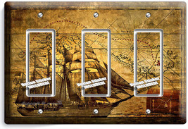 PIRATE SHIP TREASURE MAP TRIPLE GFCI LIGHT SWITCH COVER BOYS BEDROOM ROO... - £14.62 GBP