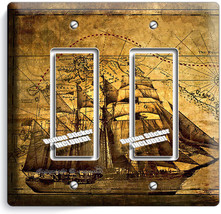 PIRATE SHIP TREASURE MAP DOUBLE GFCI LIGHT SWITCH COVER BOYS BEDROOM ROO... - £10.90 GBP