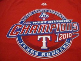 MLB Texas Rangers Major League Baseball Fan 2010 Champions Majestic T Sh... - £14.17 GBP