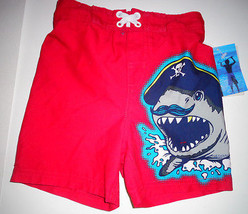 Joe Boxer Toddler Boys Swim Shorts Red Sharks Size 2T NWT - $12.99