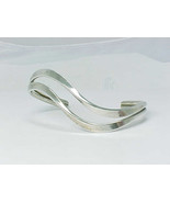 STERLING Silver WAVY CUFF BRACELET - Designer Signed - £55.08 GBP