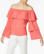 INC International Concepts Petite Tiered Off-The-Shoulder Polished Coral - £7.89 GBP