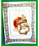 Christmas PIN #0274 Vtg SANTA&#39;s HEAD Enamel &amp; Goldtone HOLIDAY Brooch - $9.85
