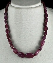 Natural Unheated Ruby Beads Nugget 1 Line 363 Carats Gemstone Silver Necklace - £317.71 GBP
