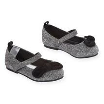 Koala Kids Shimmery Silver Shoe with Black Bow - Toddler Girls Size 3 6 7 NWT - £8.89 GBP