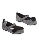 Koala Kids Shimmery Silver Shoe with Black Bow - Toddler Girls Size 3 6 ... - £9.37 GBP